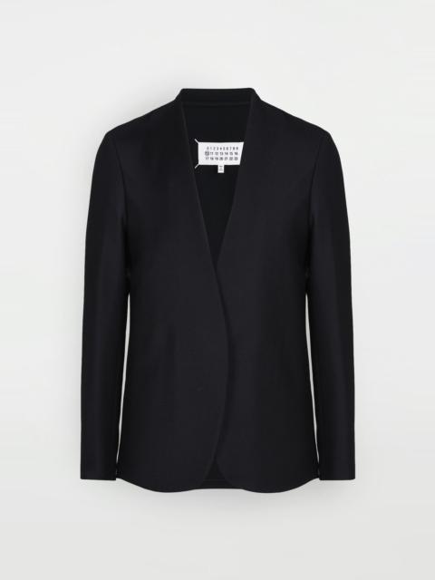 Collarless virgin wool jacket