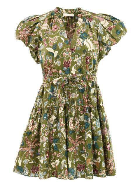 Izel puff-sleeve floral mini dress