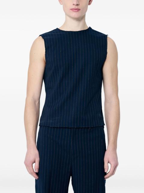 pinstriped sleeveless vest