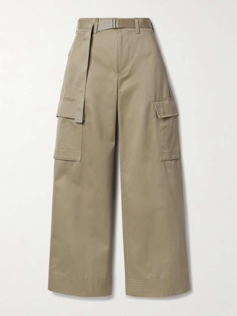Belted cotton-twill wide-leg cargo pants
