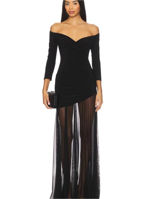 Off Shoulder Sweetheart Combo Flared Gown