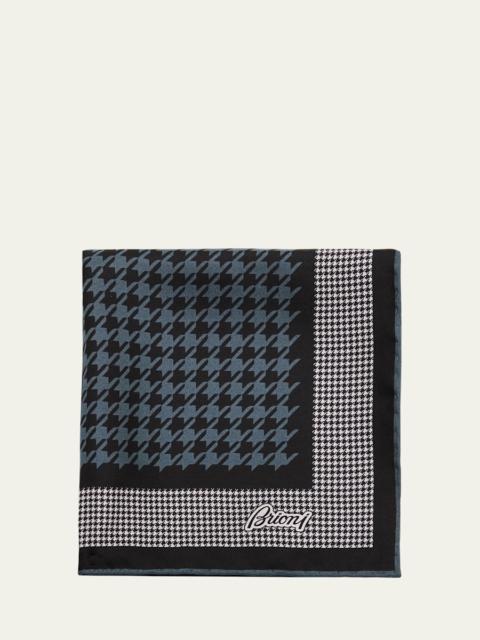 Men's Mixed Houndstooth Silk Pocket Square