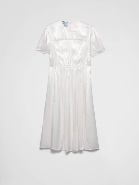 Embroidered satin midi-dress