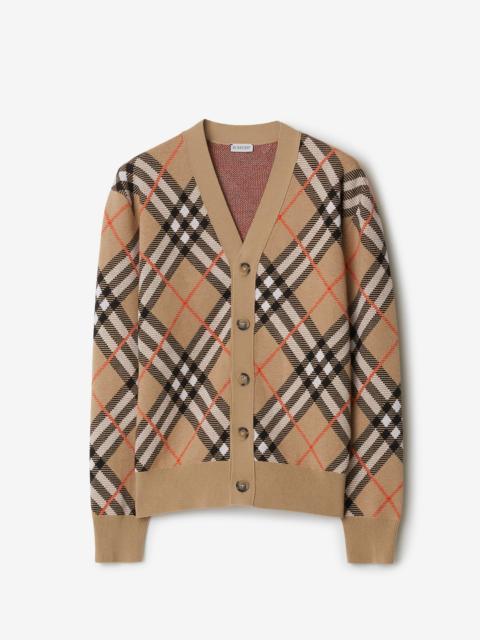 Check Wool Blend Cardigan
