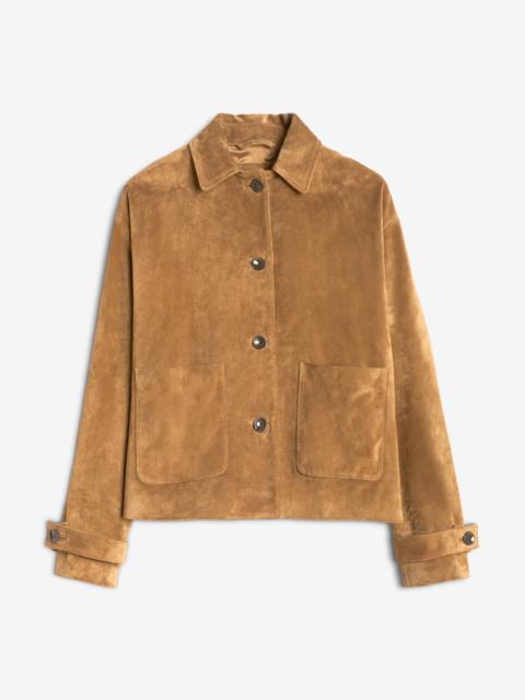 Suede Cropped Chore Jacket in Tobacco