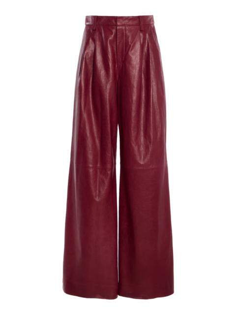 Kobie Lambskin Wide Leg Pants burgundy