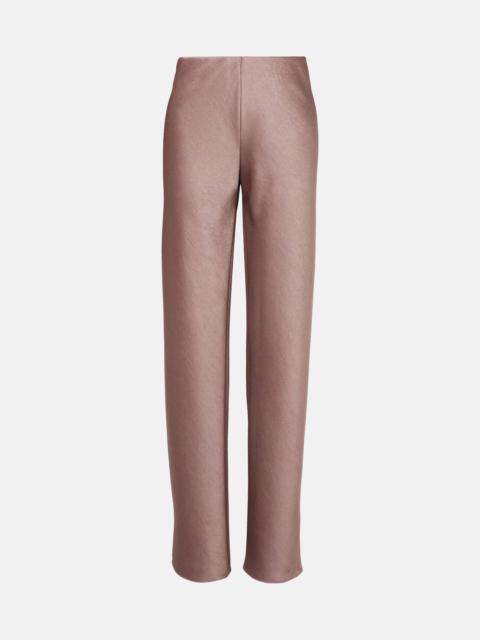 High-rise satin straight pants
