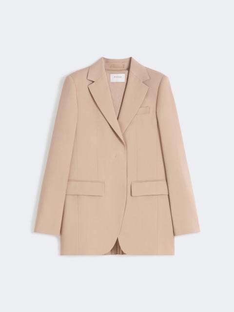 Tailored wool blazer with pleated back - BEIGE