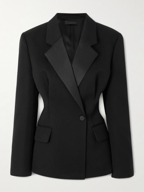 Double-breasted Satin-trimmed Wool Blazer