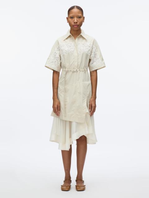 Cascade Hem Shirt Dress with Lace