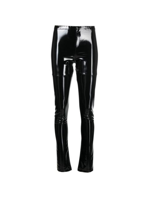 high-waist patent-finish leggings