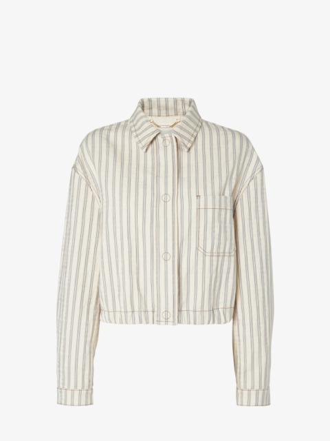 Jacket Beige FF denim jacket with light blue stripes