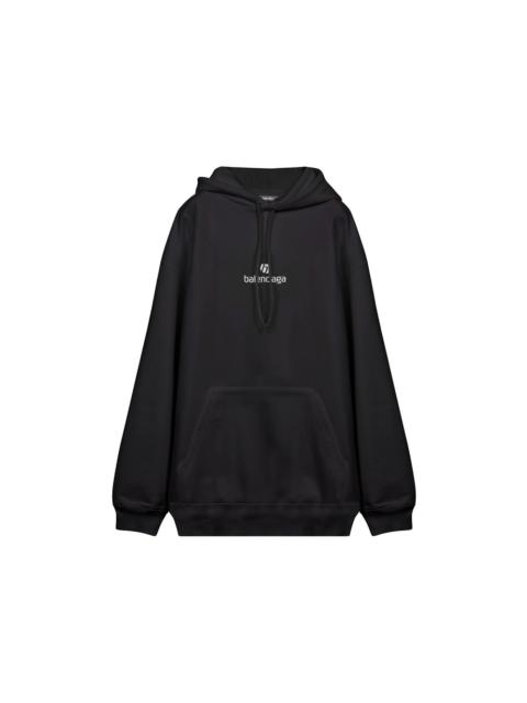 Balenciaga Embroidered Logo Hoodie Black