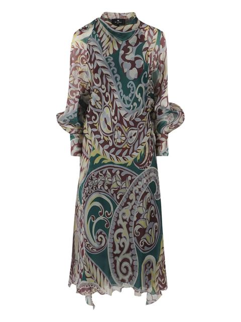 paisley-print silk dress