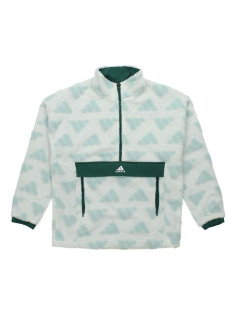 adidas Sport Performance Stay Warm Windproof Stand Collar polar fleece Pullover Jacket Green GM4441