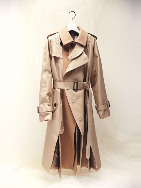 ジャケット・アウター Sacai Cotton Gabardine Wool Melton Coat sacai Cotton Gabardine X Wool Melton Coat Beige And Navy