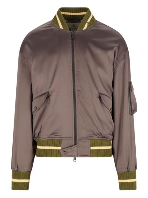 zip-fastening ribbed-trim bomber jacket