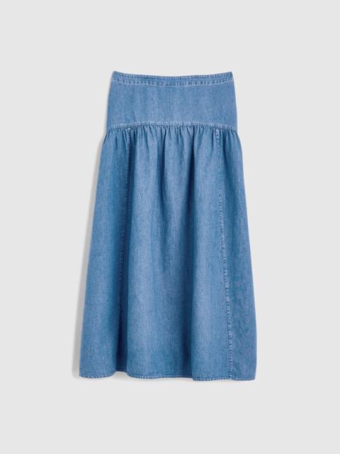 Denim Drop-Waist Maxi Skirt