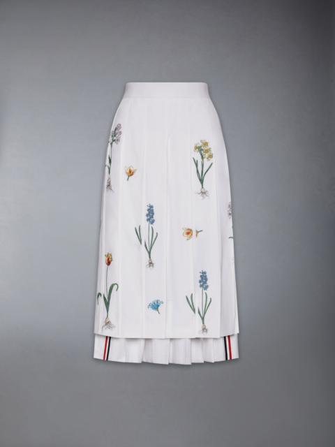 CLASSIC COTTON LINEN BOTANICAL FLOWER PLEATED SKIRT