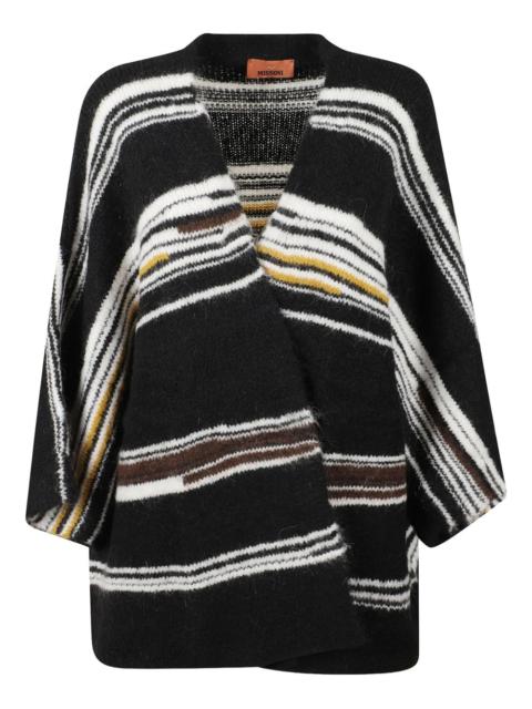 striped V-neck cardigan