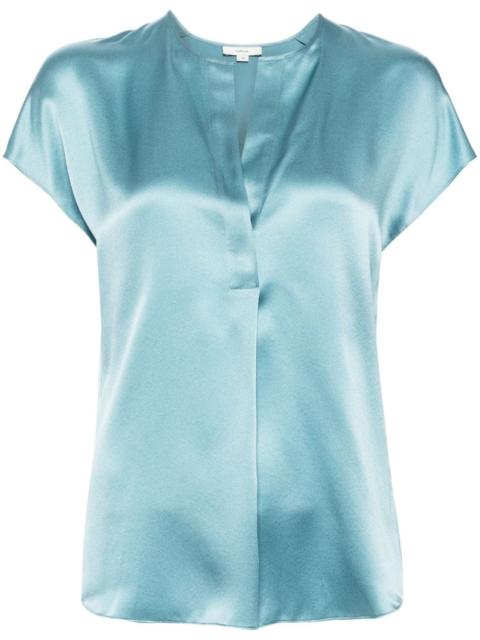 silk cap-sleeve blouse