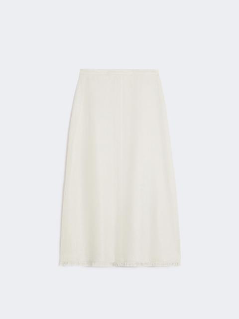 Cotton and linen basketweave skirt - IVORY