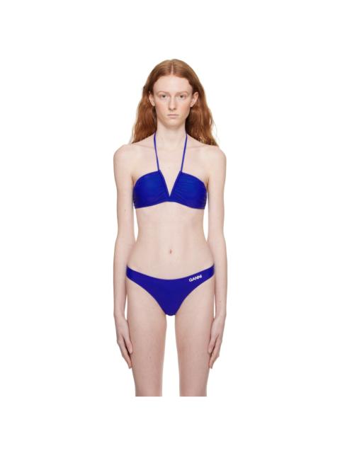 Blue Ruched Bikini Top