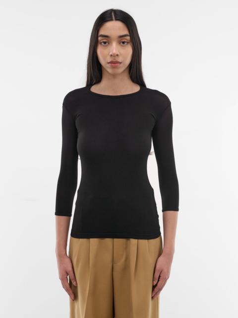 Black Nylon Three-Quarter Tee