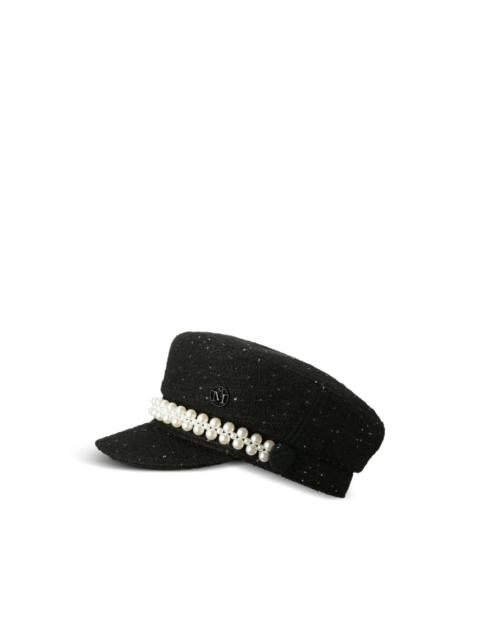pearl-embellished cap