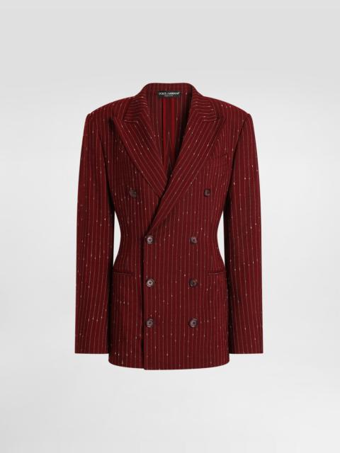 Double-breasted pinstriped taormina jacket