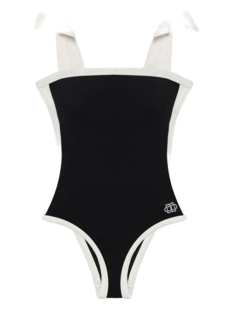 colour-blocked tie-strap swimsuit