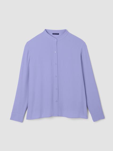 Silk Georgette Crepe Band Collar Top