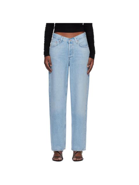 Blue V-Waist Baggy Jeans