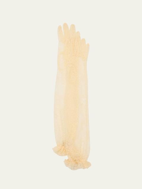 V-Logo Long Lace Gloves