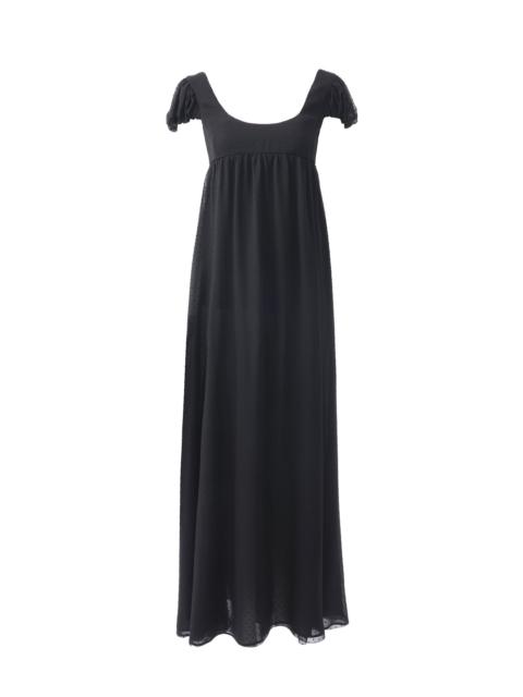 PUFF-SLEEVE LONG DRESS IN SILK PLUMETIS
