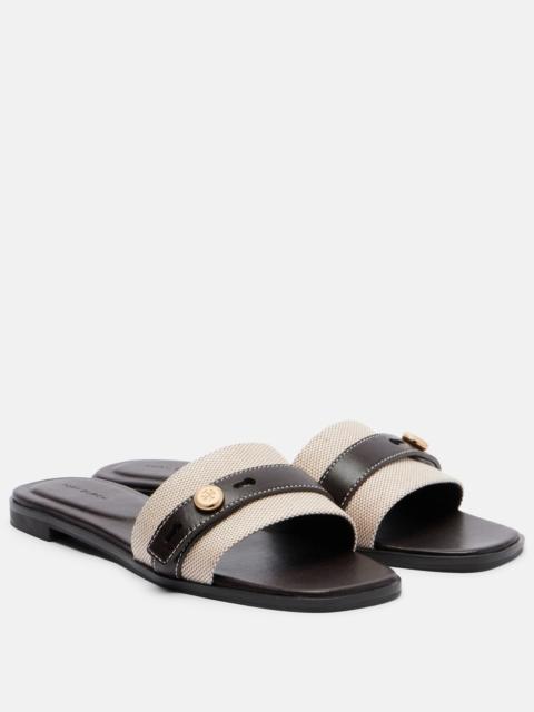 Romy canvas and leather slides