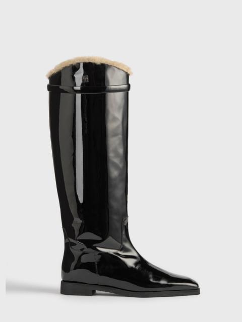 Shearling riding boots black/beige