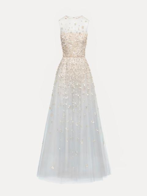 MOTHER OF PEARL EMBROIDERED ILLUSION GOWN