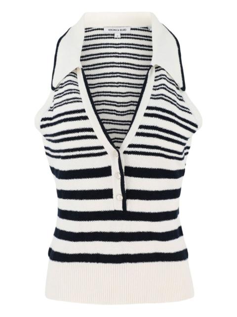 striped polo-neck tank top
