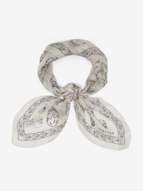 Hand-painted Skull Foulard