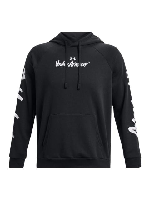 Under Armour Rival Fleece Graphic Hoodie 'Black White' 1379760-001