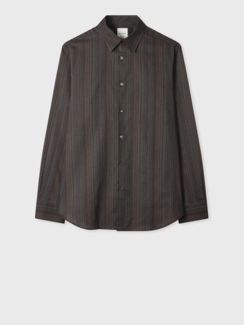 'Signature Stripe' Micro Check Cotton Shirt