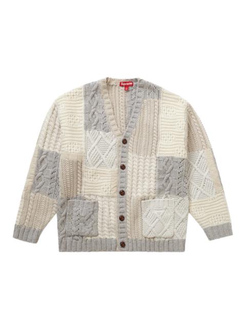 Supreme Patchwork Cable Knit Cardigan Ivory