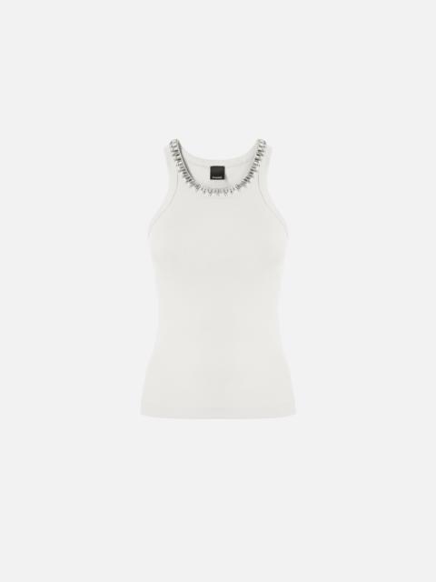 RIBBED TOP WITH BEJEWELLED EMBELLISHMENT