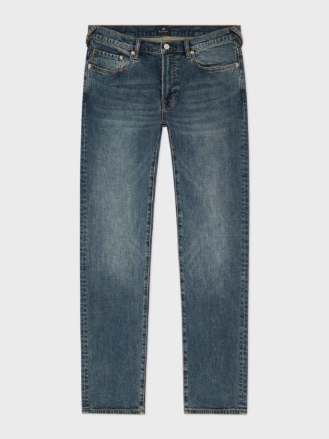 Tapered-Fit 'Crosshatch Stretch' Blue-Rinse Jeans