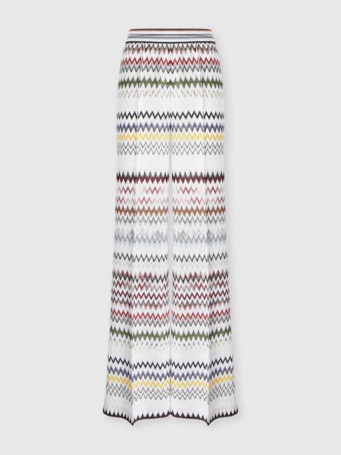 Wide Zigzag Viscose and Cotton Trousers