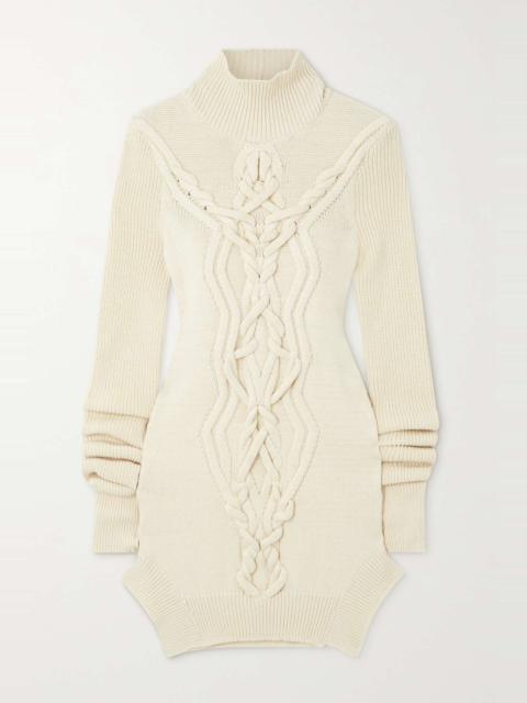Atina cable-knit merino wool-blend mini dress