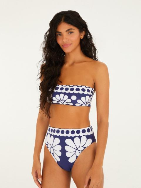 Blue Palermo High Waist Full Bikini Bottom