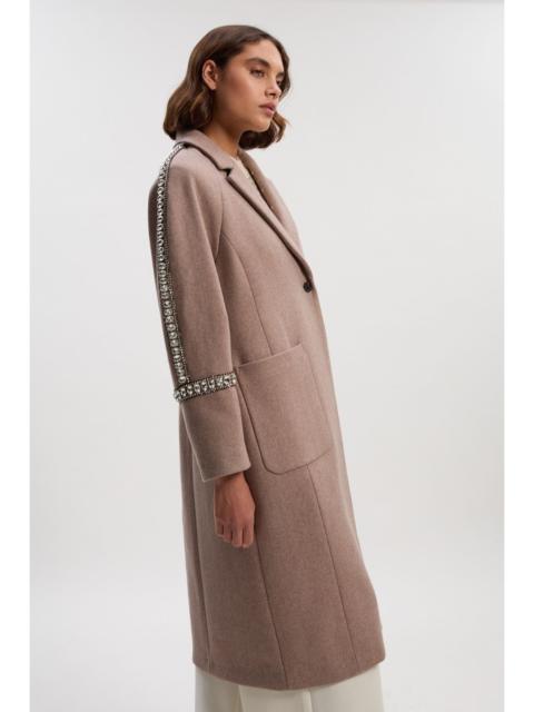 Wool Embellished Oversize Tailored Coat