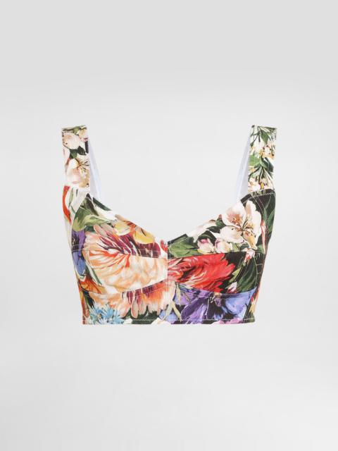 Flower bouquet-print bustier top